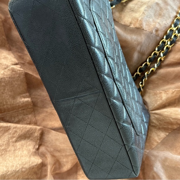 CHANEL Black Caviar Vintage Single Flap Jumbo GHW 24k plated - Picture 10 of 13